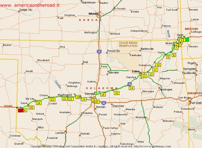 map of route 66 in ok